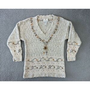 Vintage Express Tricot Hand Knitted Sweater Womens XS Angora Oversized‎ Floral